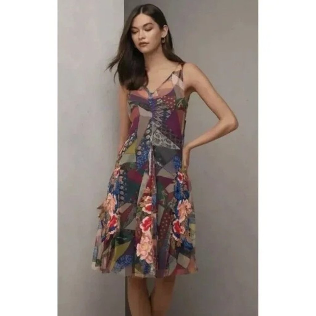Johnny Was Biya 3j Workshop Cassia Mesh Embroidered Dress M Nwt Boho Slip